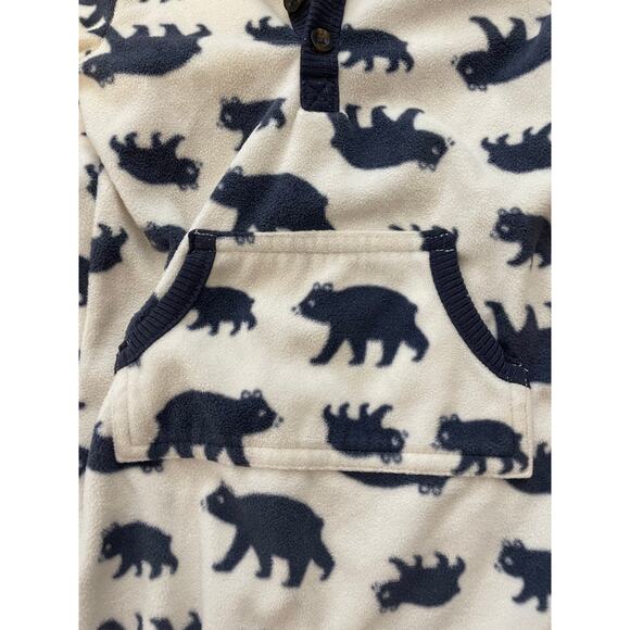 Carters 12 Months One Piece Hooded Fleece Outfit Jumpsuit White Navy Bears - Picture 6 of 10
